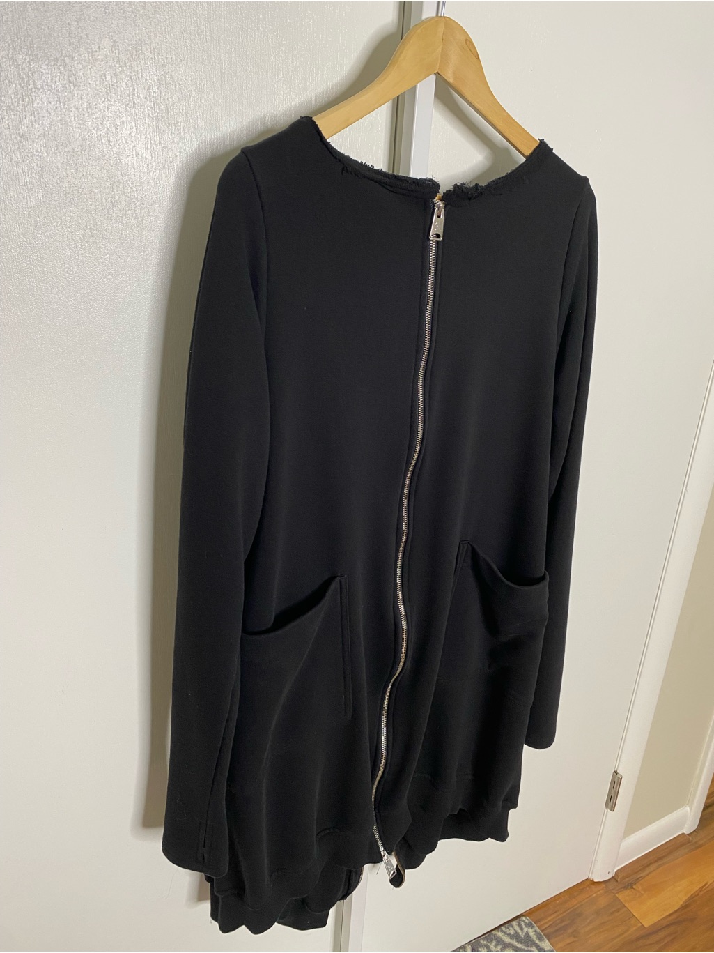 Aakaska | Black 100% Cotton Long Double Zip Long-Sleeve Sweatshirt Jacket — image 2 of 8